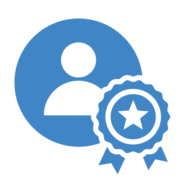 Illustration of a person icon with an award ribbon